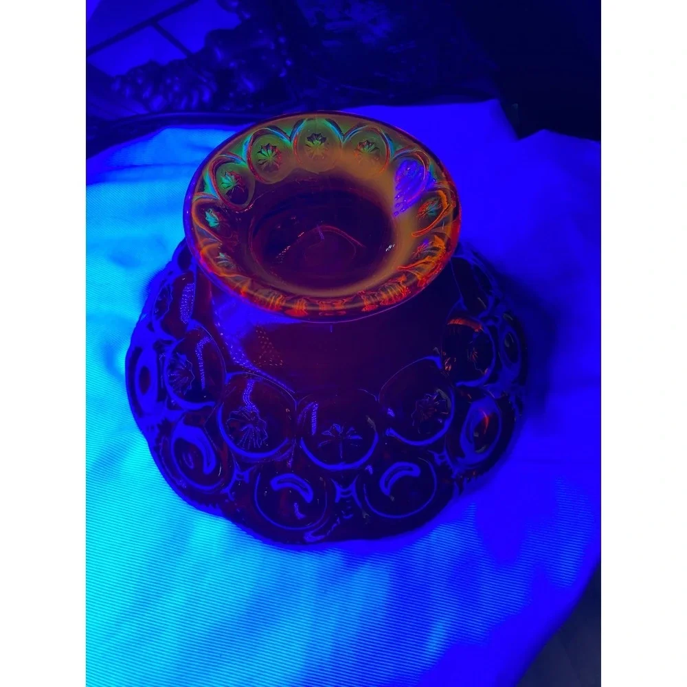 Vintage L.E. Smith Moon & Stars Amberina Footed Compote Bowl 7.5